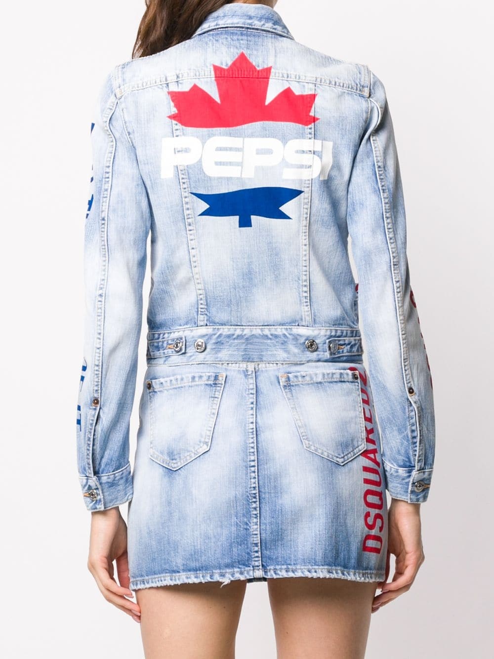 logo print denim jacket - 4