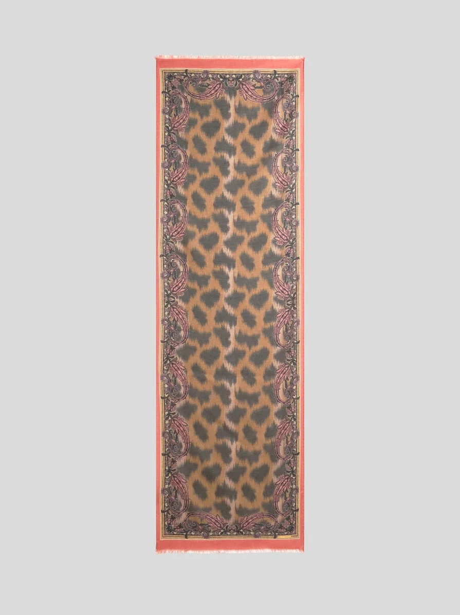 WOOL-BLEND SCARF WITH ANIMAL MOTIF - 1