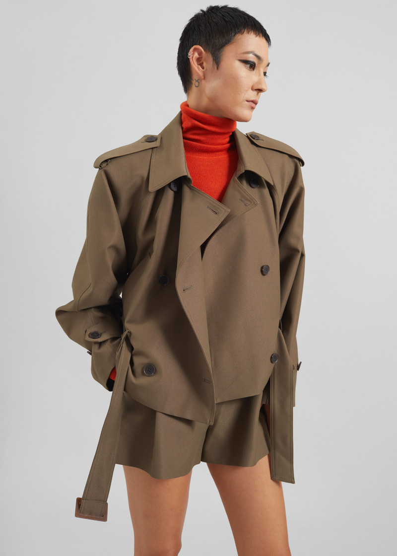 Kinsley Cropped Trench Jacket - Brown 3