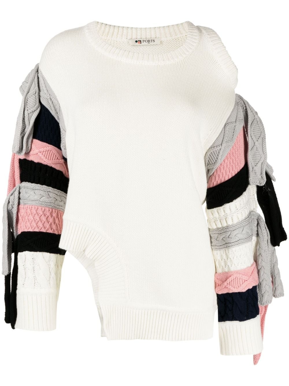 asymmetric panelled knitted jumper - 1