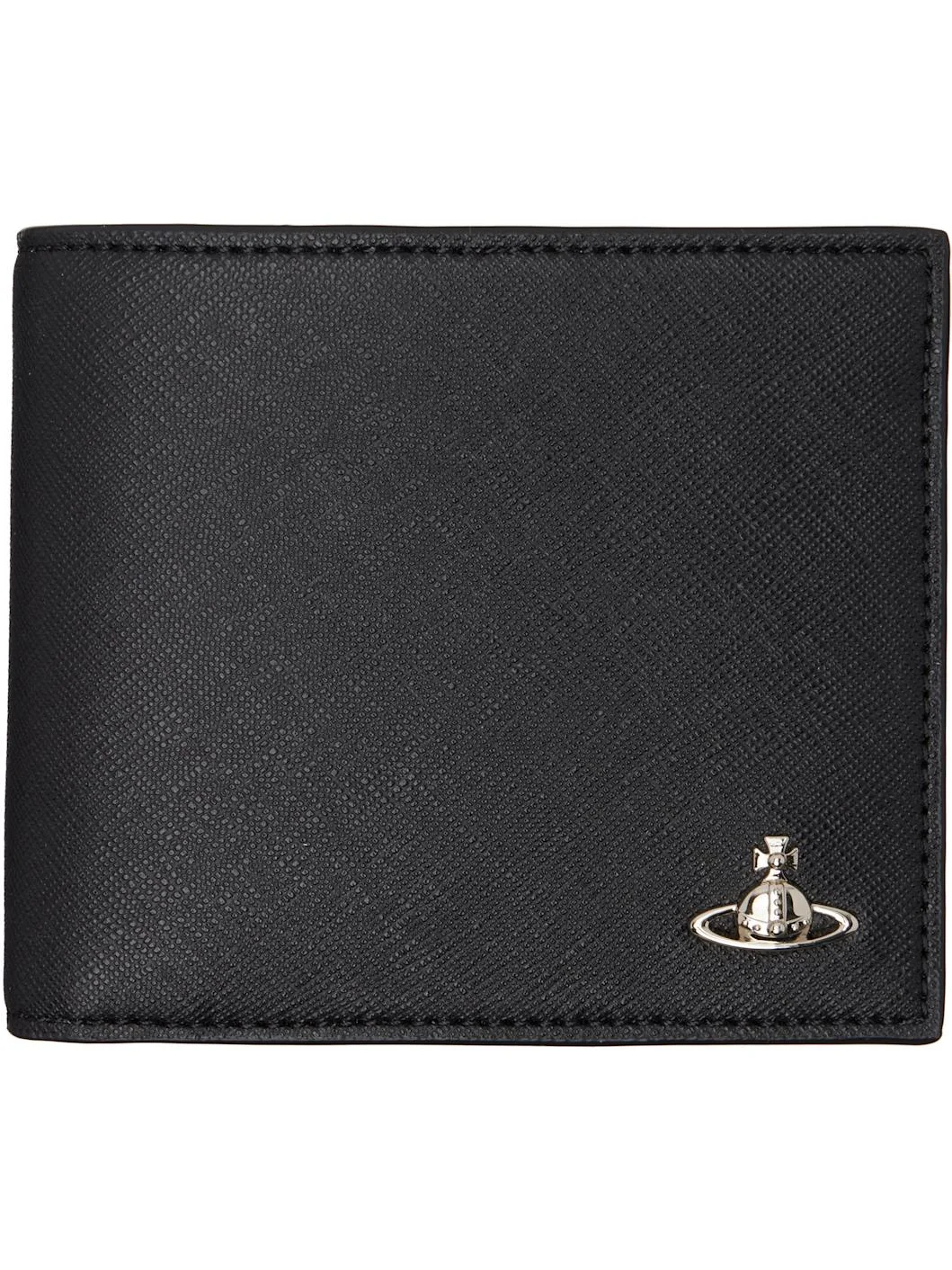 Black Faux-Leather Man. Billfold Wallet - 1