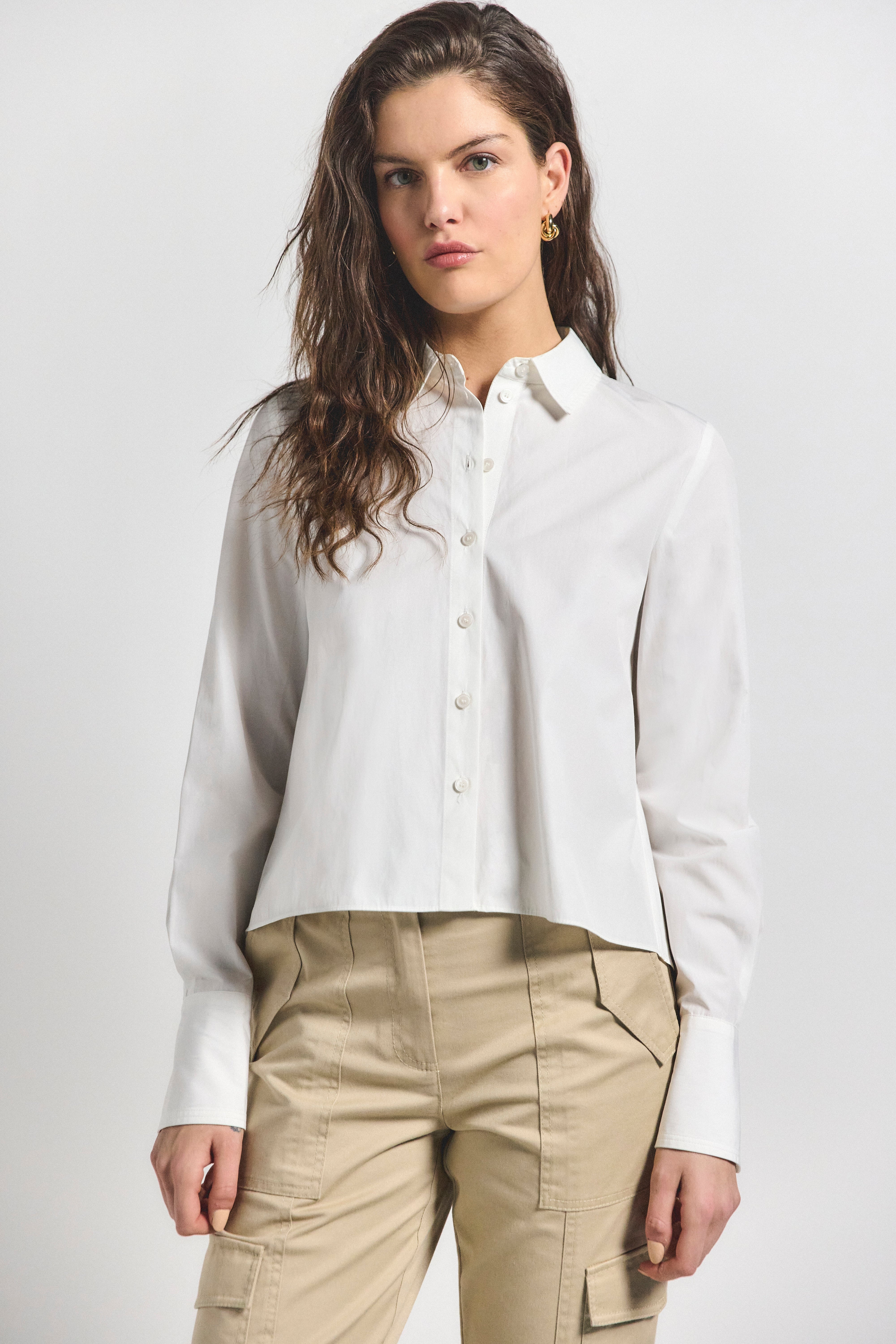 ARIA PLEATED BACK CROPPED SHIRT - 1