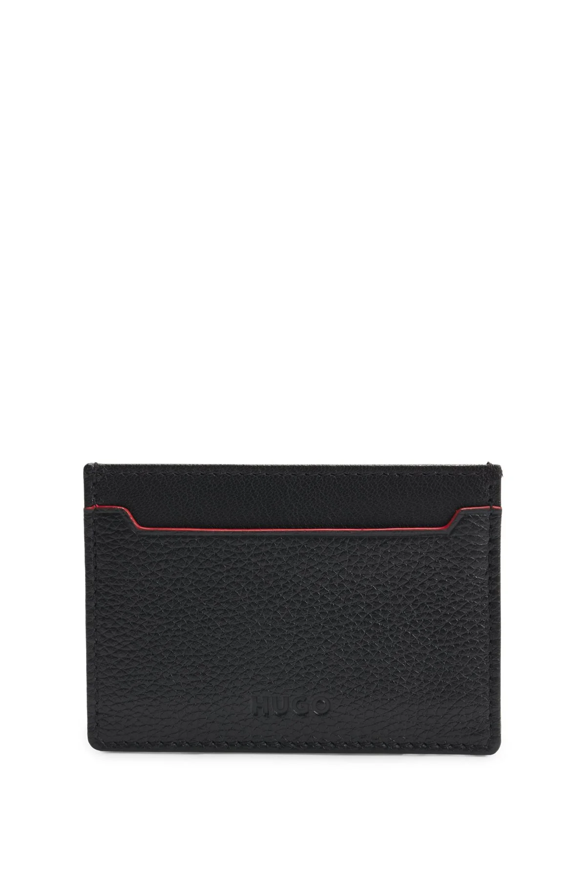 GRAINED-LEATHER CARD HOLDER WITH EMBOSSED LOGO - 1