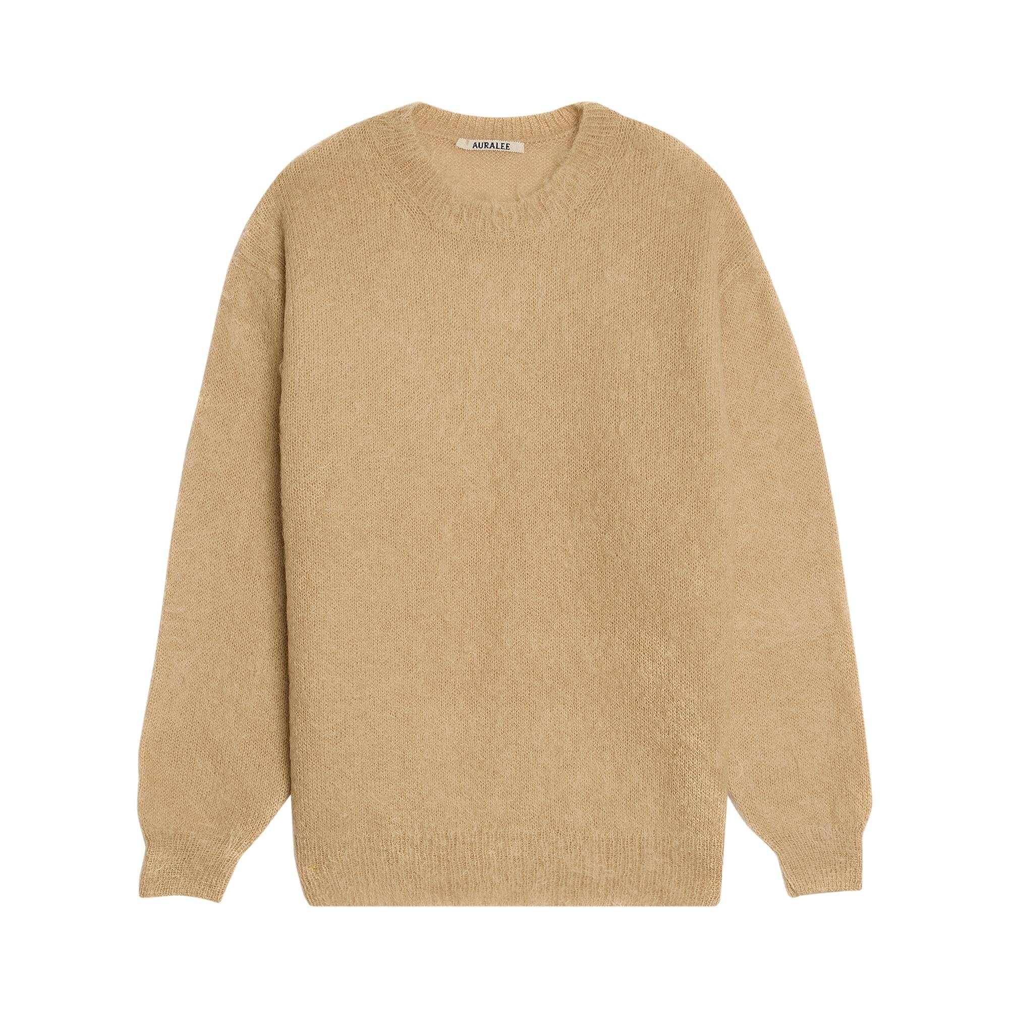 Auralee Brushed Super Kid Mohair Knit Crewneck 'Beige' - 1