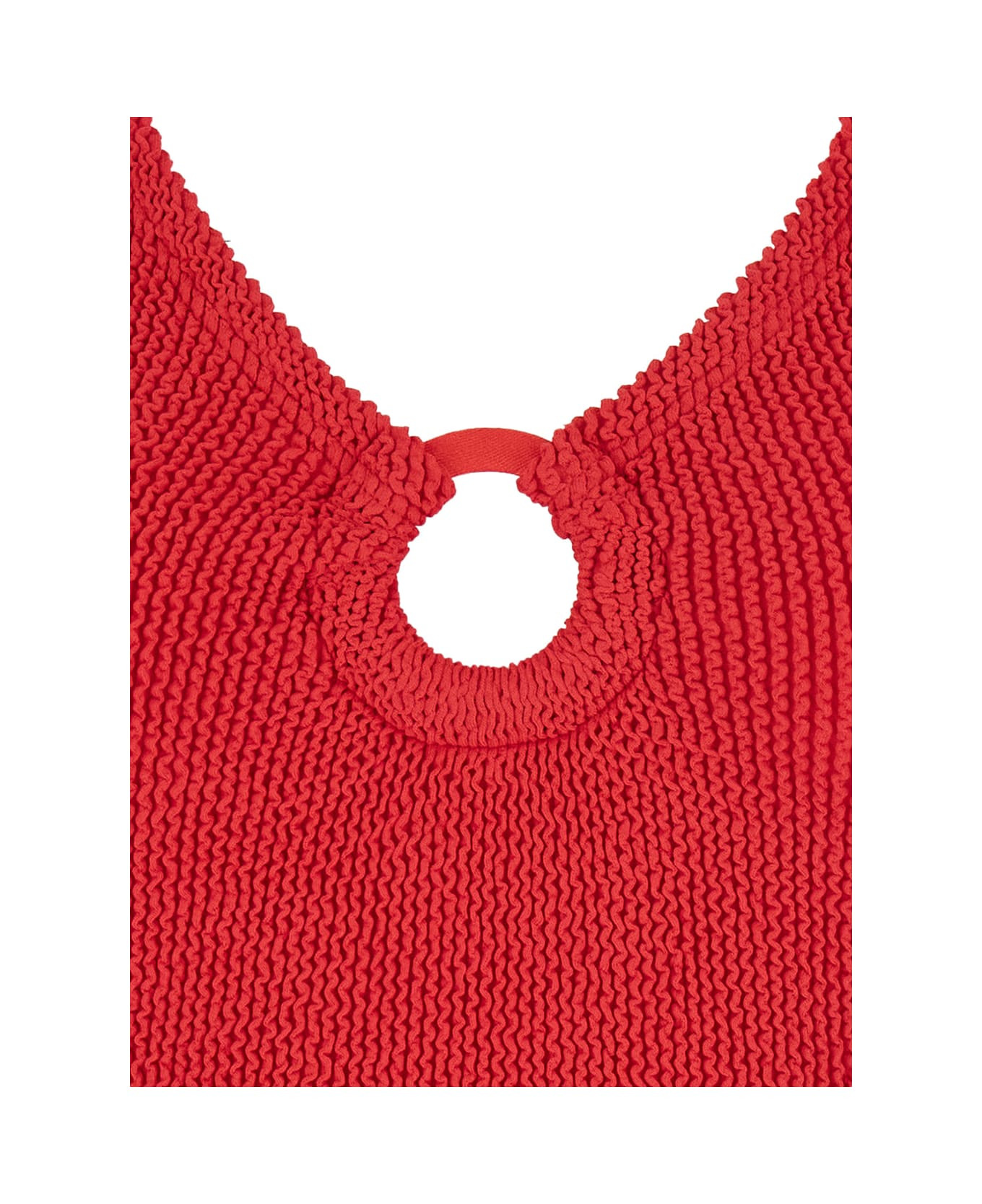 'celine' Red Swimsuit With Cut-out With Ring In Tech Fabric Stretch Woman - 3
