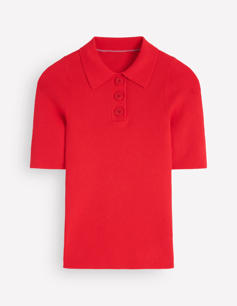Rhianne Cotton Rib Jumper-Poppy Red - 1