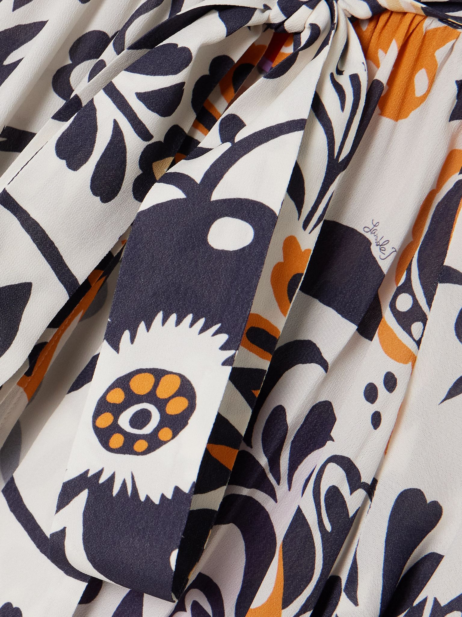 Cerere ruffled tie-detailed printed crepe blouse White - 5
