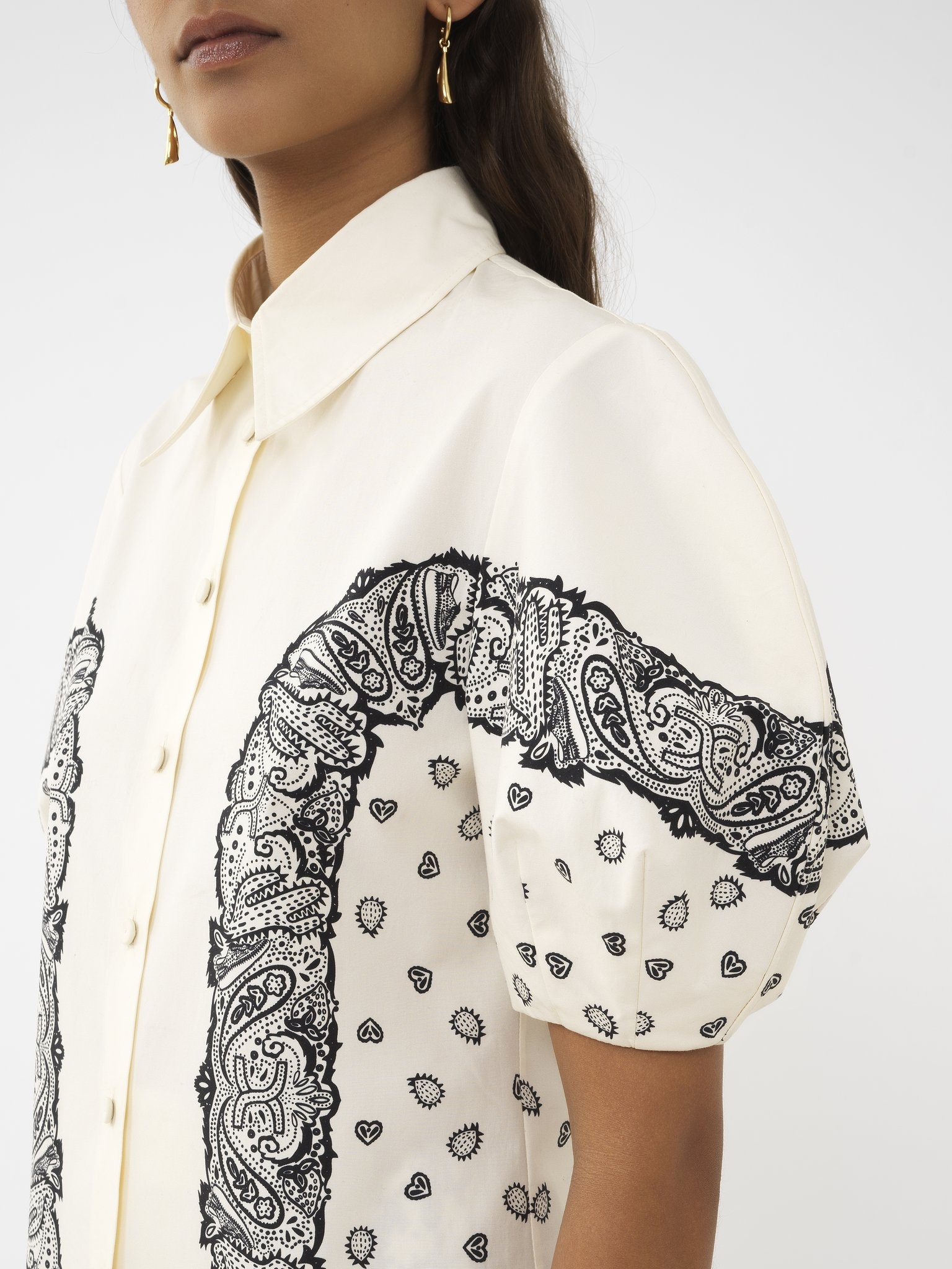 BALLOON-SLEEVE PRINTED SHIRT - 7