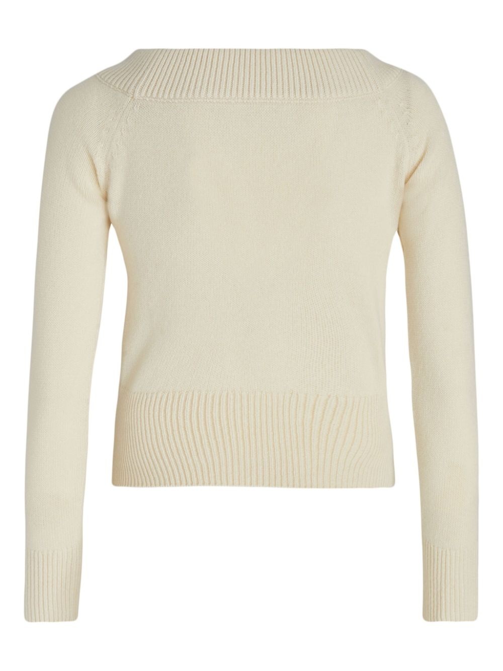off-shoulder ribbed-trimmed jumper - 2