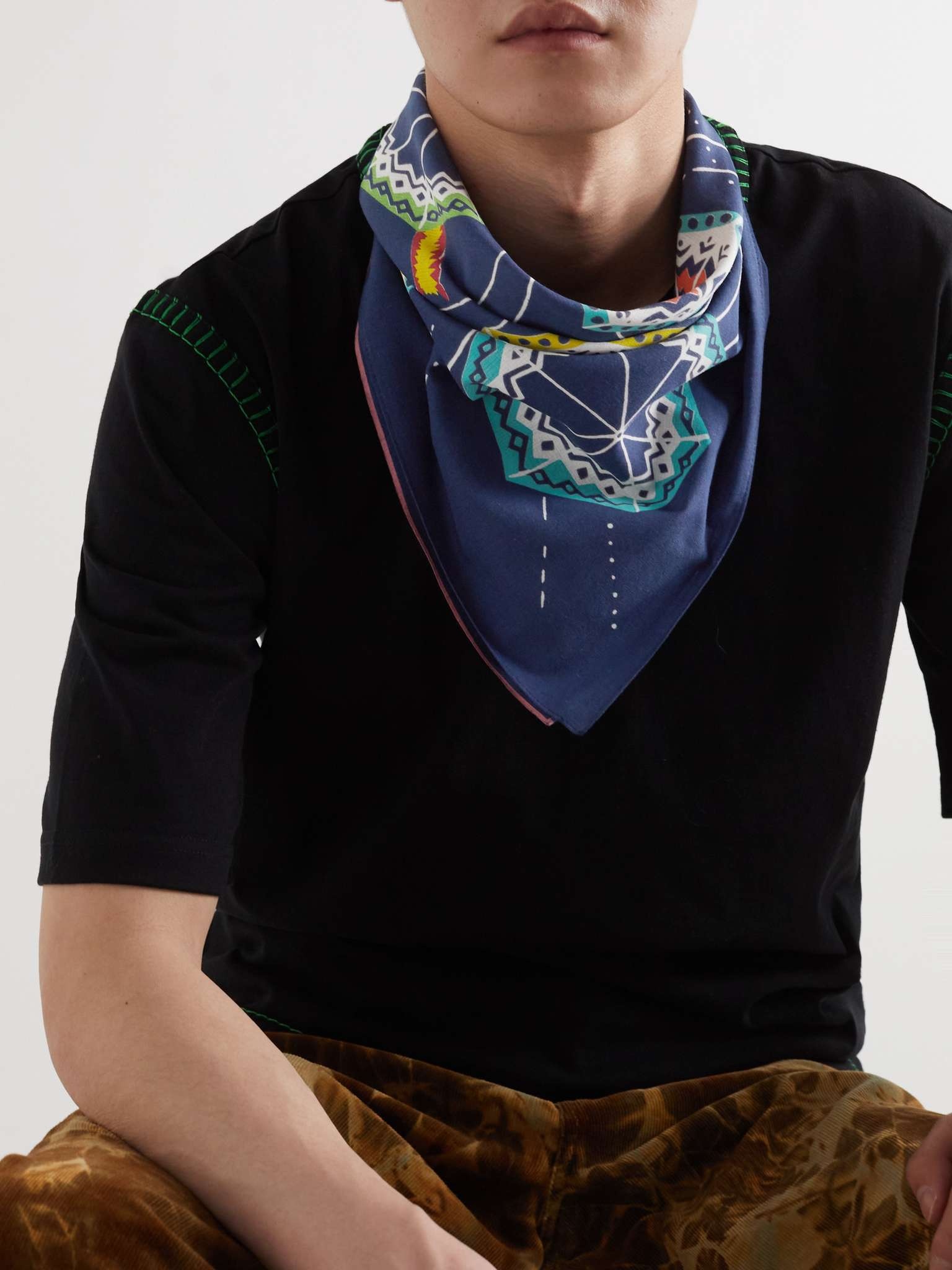 Fastcolor Printed Selvedge Cotton-Voile Bandana - 3