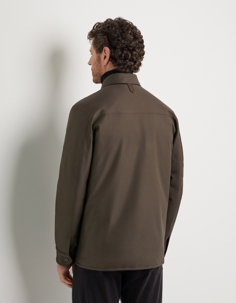 TECHNICAL FABRIC OVERSHIRT IN MEDIUM BROWN 4
