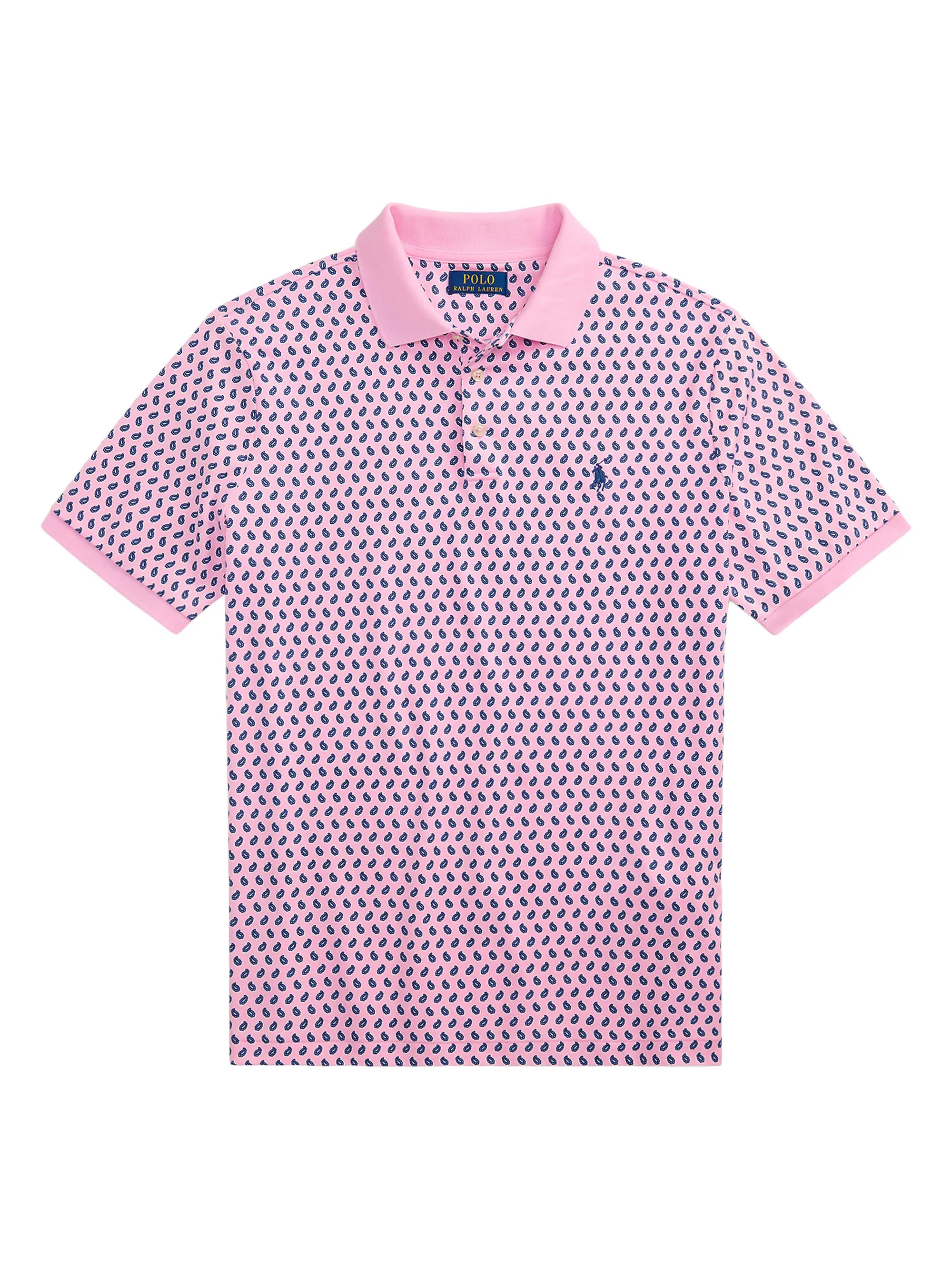 Men's Classic-Fit Soft Cotton Polo Shirt - Paisley Foulard Carmel Pink - 1