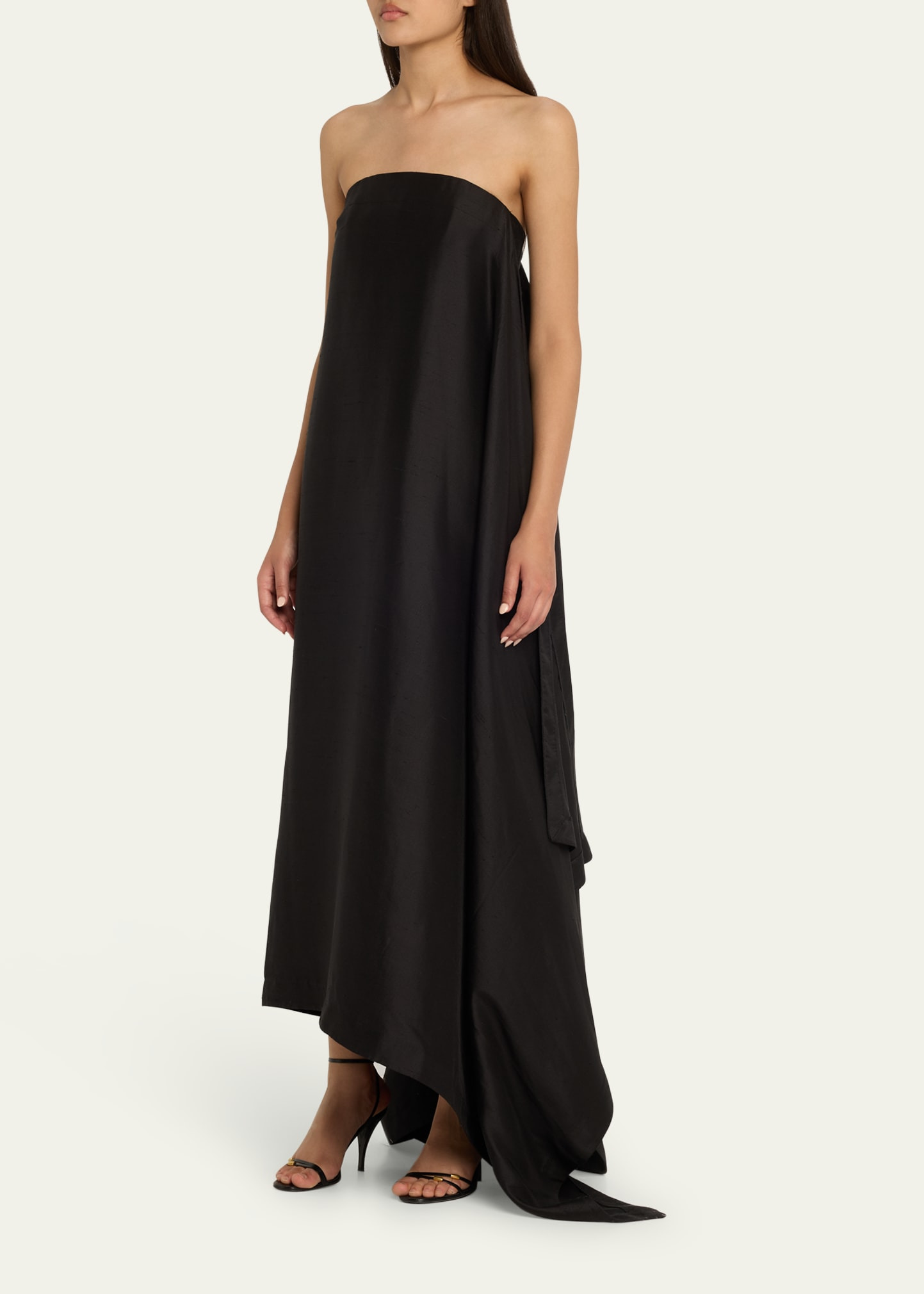Wren Strapless Asymmetric Silk Maxi Dress - 4
