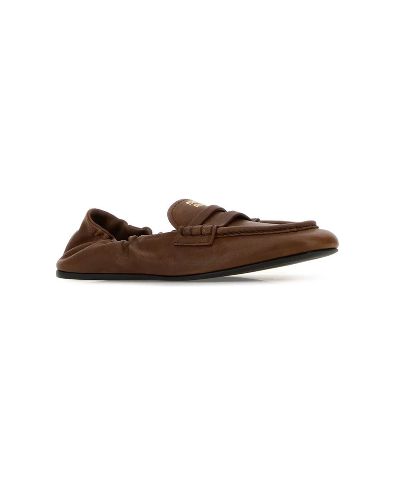 Miu Miu Brown Nappa Leather Ruches Loafers outlook