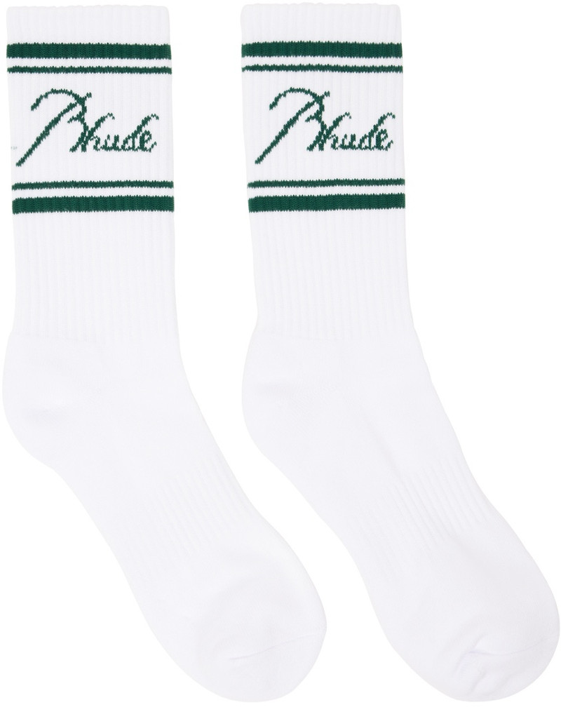 White Script Logo Socks 1