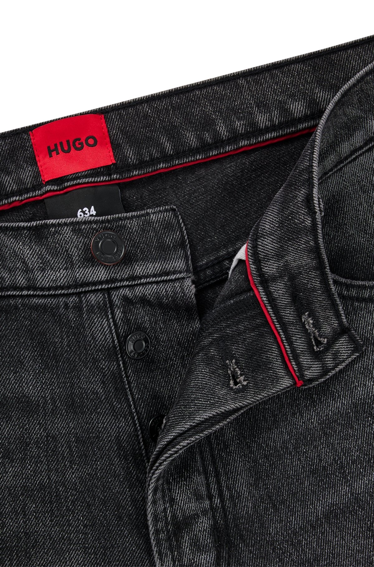 TAPERED-FIT JEANS IN BLACK DISTRESSED DENIM - 6