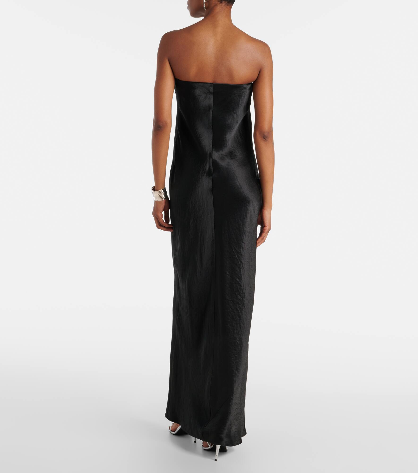 Strapless satin maxi dress - 3