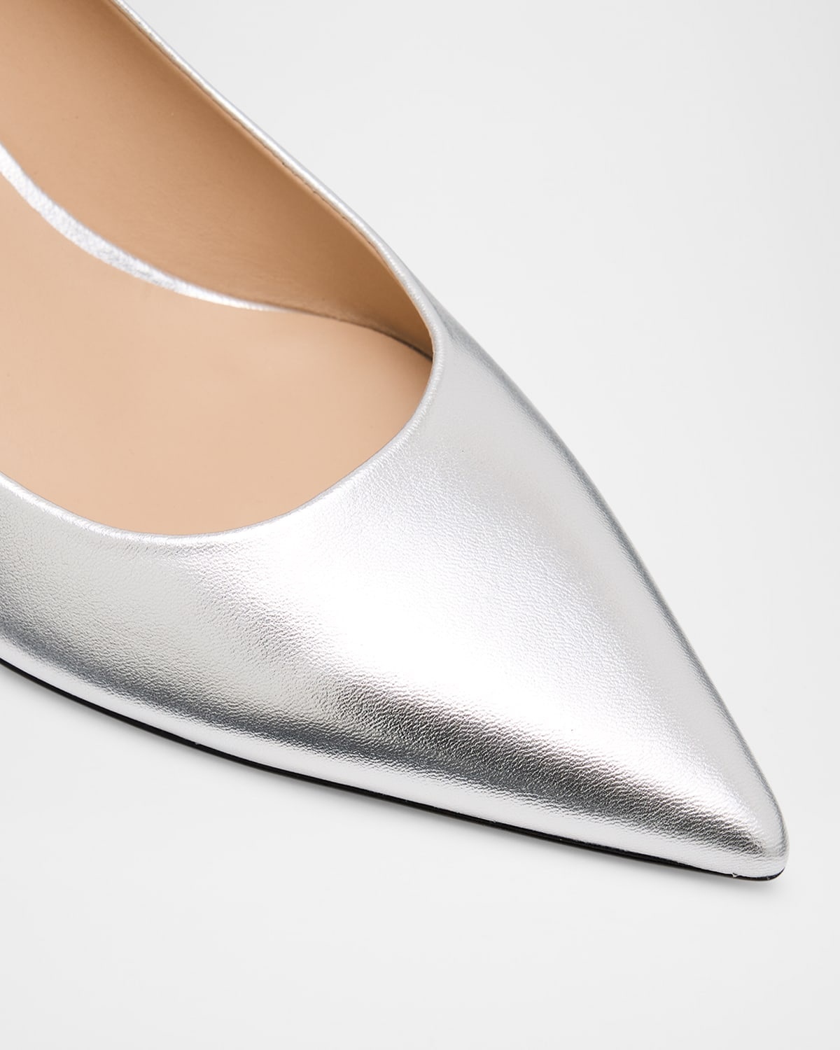 Stuart Metallic Leather Kitten-Heel Pumps - 5