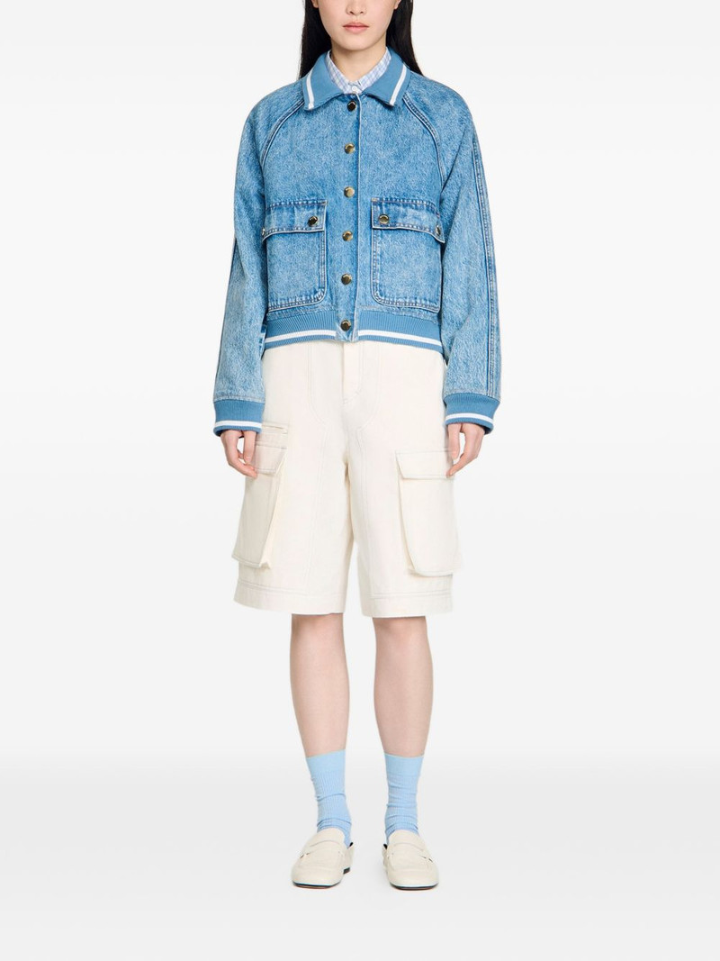Sandro knitted-collar denim jacket outlook