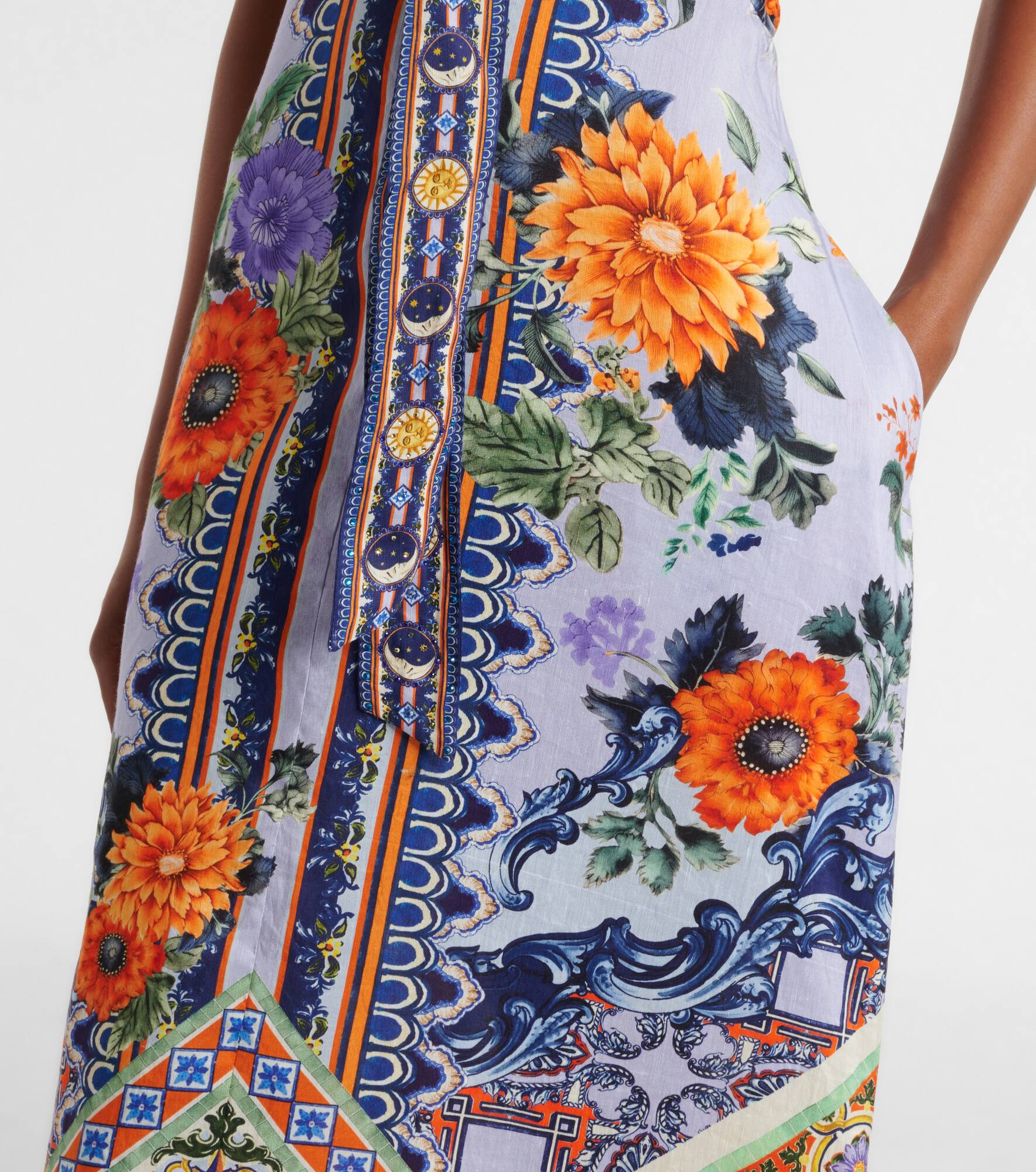 Printed linen and silk maxi dress - 5