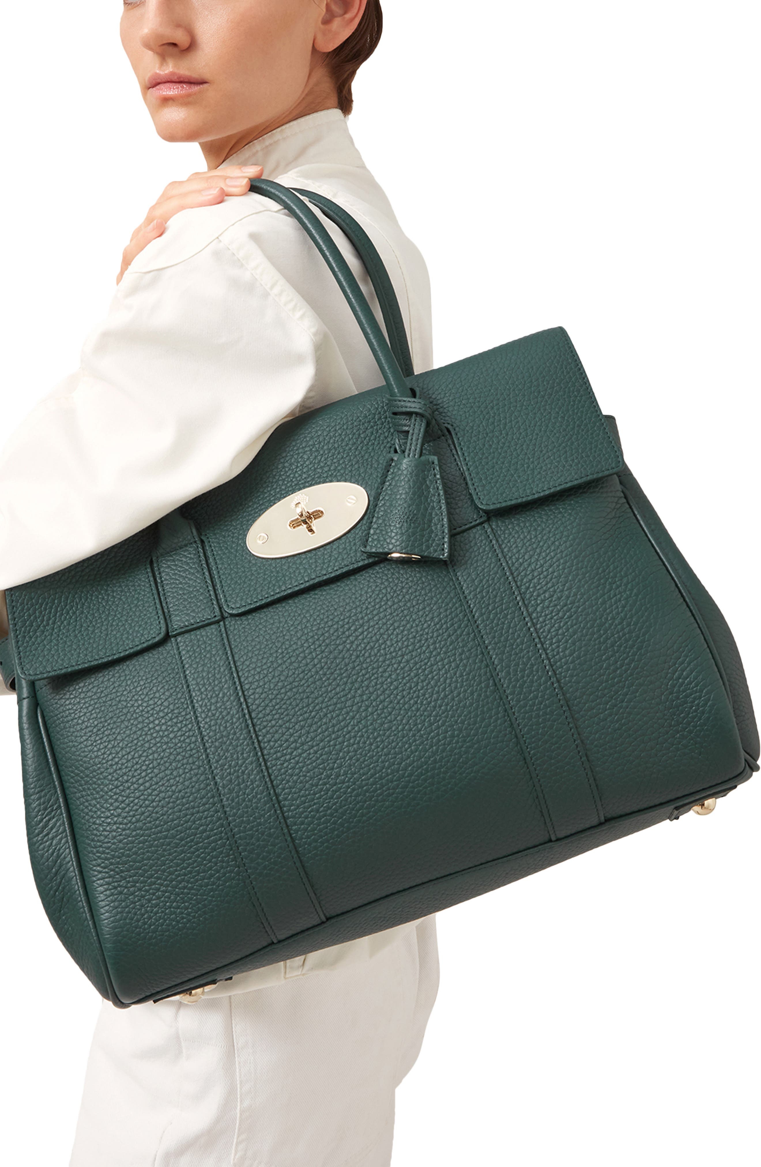 Bayswater Leather Satchel in  Green - 2