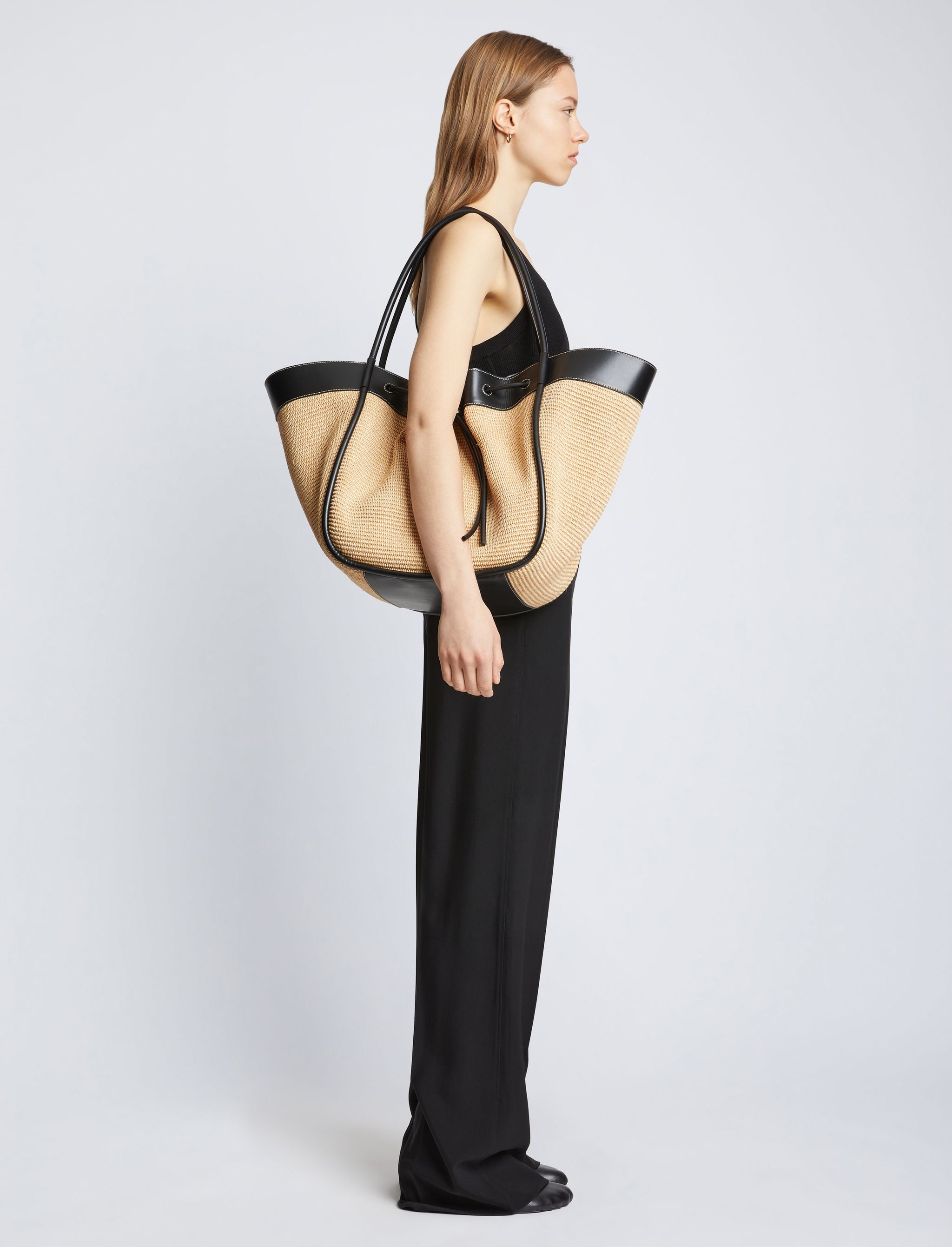 XL Raffia Ruched Tote - 3