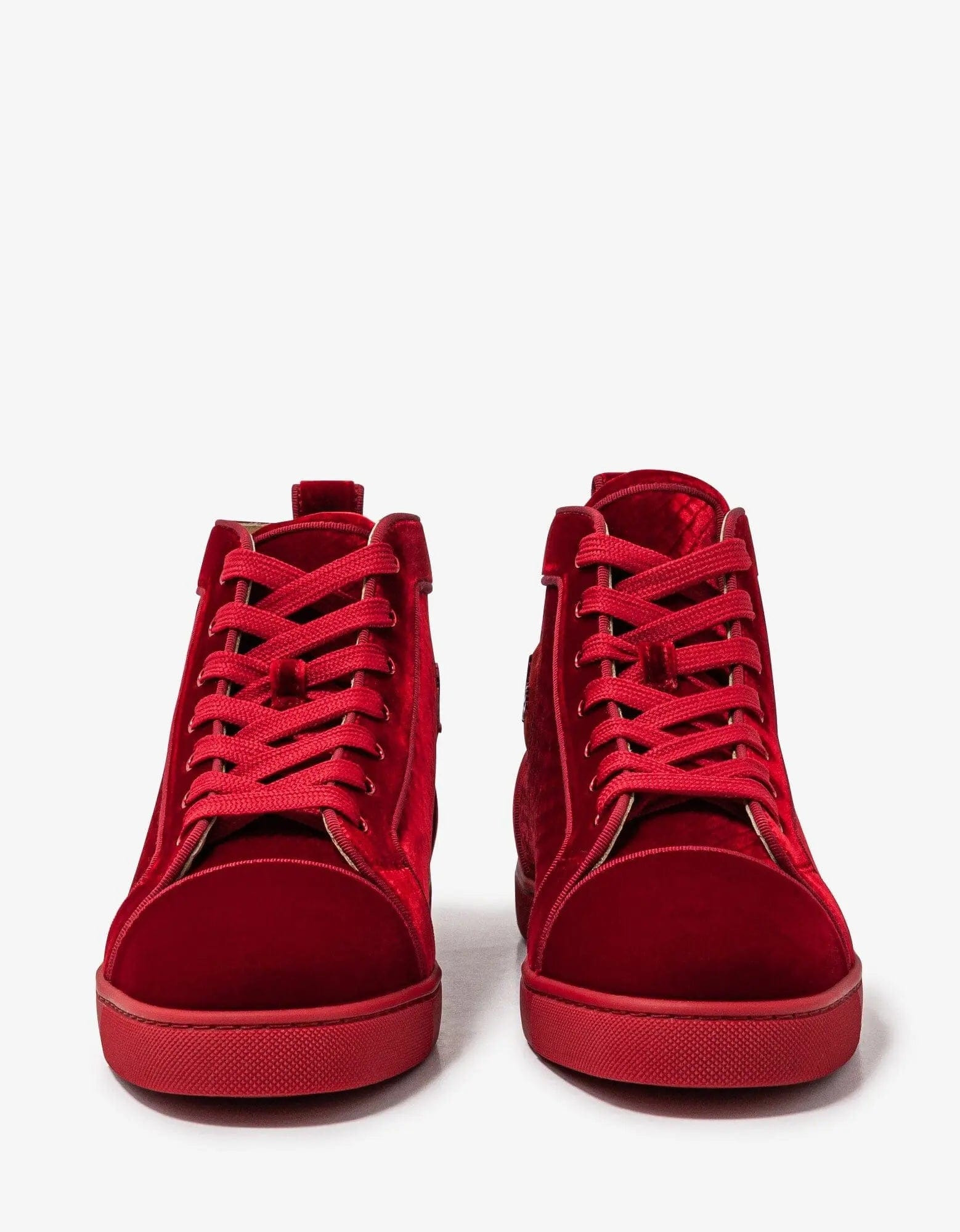 Christian Louboutin Louis Orlato Red Velvet High Top Trainers - 4