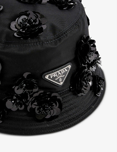 Prada Re-Nylon floral-embellished recycled-nylon bucket hat outlook