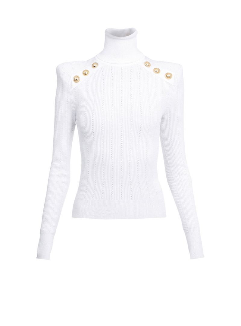 Knit sweater with gold-tone buttons 1
