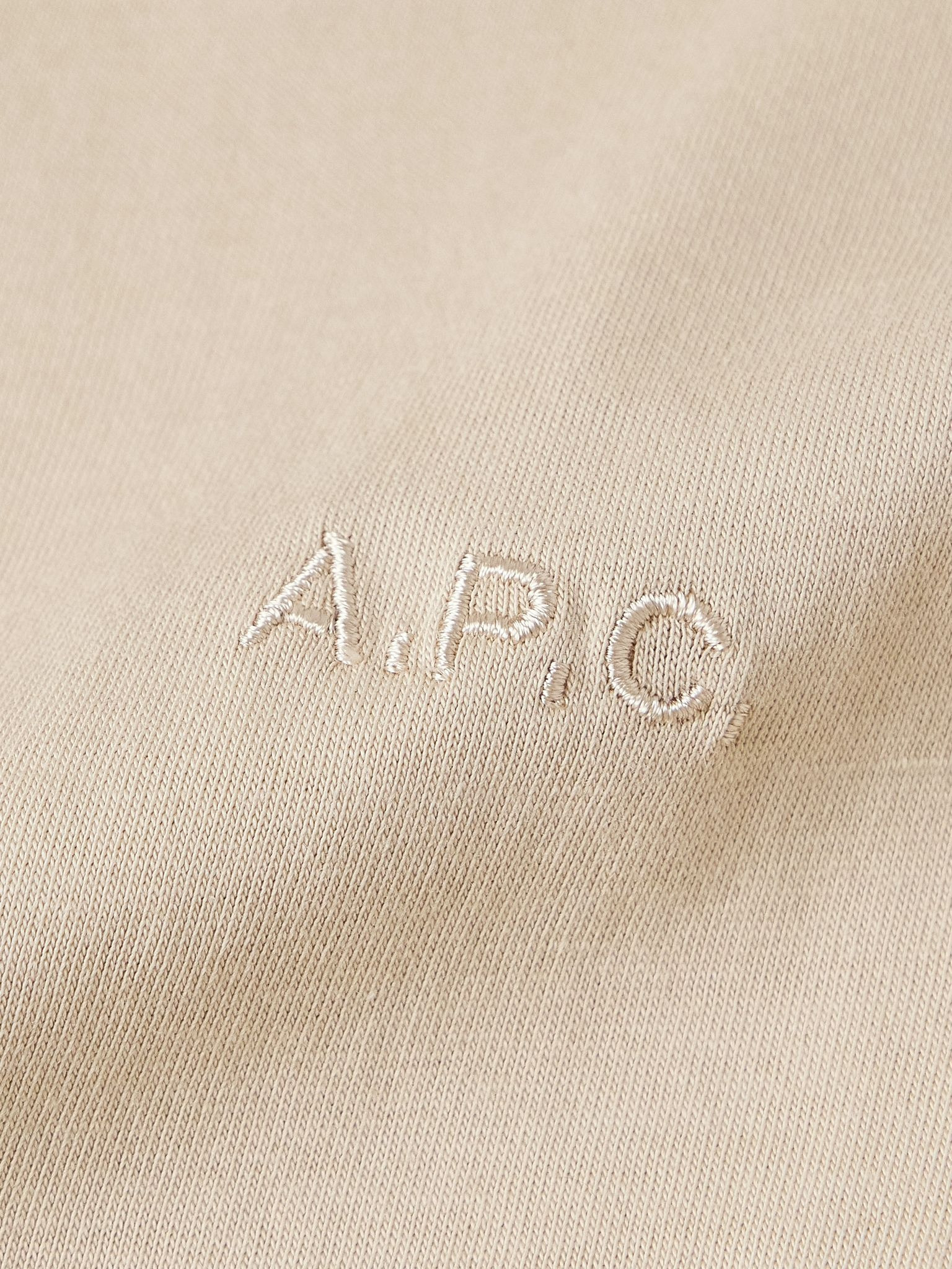 Logo-Embroidered Organic Cotton-Jersey T-Shirt Beige - 5