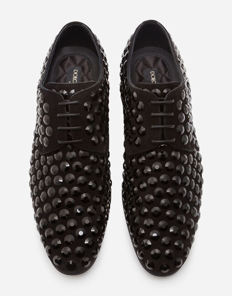 Suede derby shoes with fusible rhinestone detailing 4