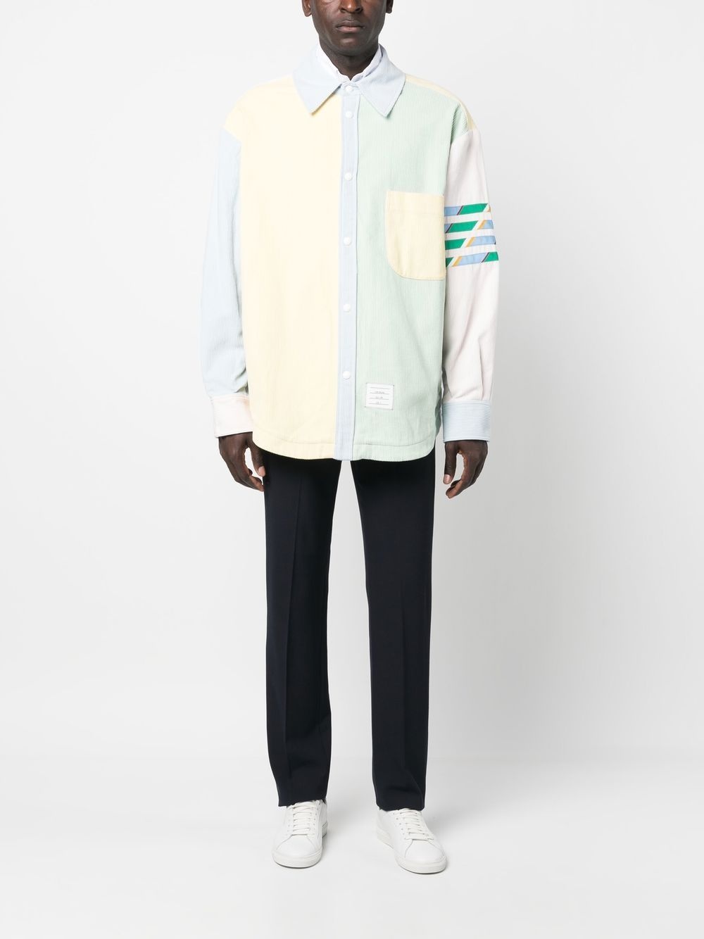 panelled-design pastel shirt - 2