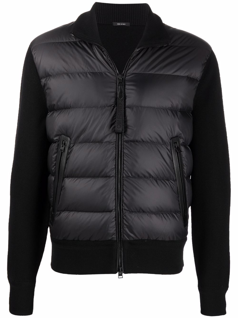 contrasting-sleeves puffer jacket - 1