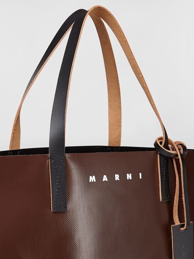 TRIBECA SHOPPING BAG IN BROWN AND BLACK PVC - 5