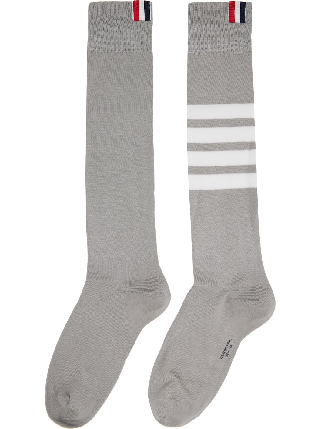 Thom Browne Gray 4-Bar Over The Calf Socks | REVERSIBLE