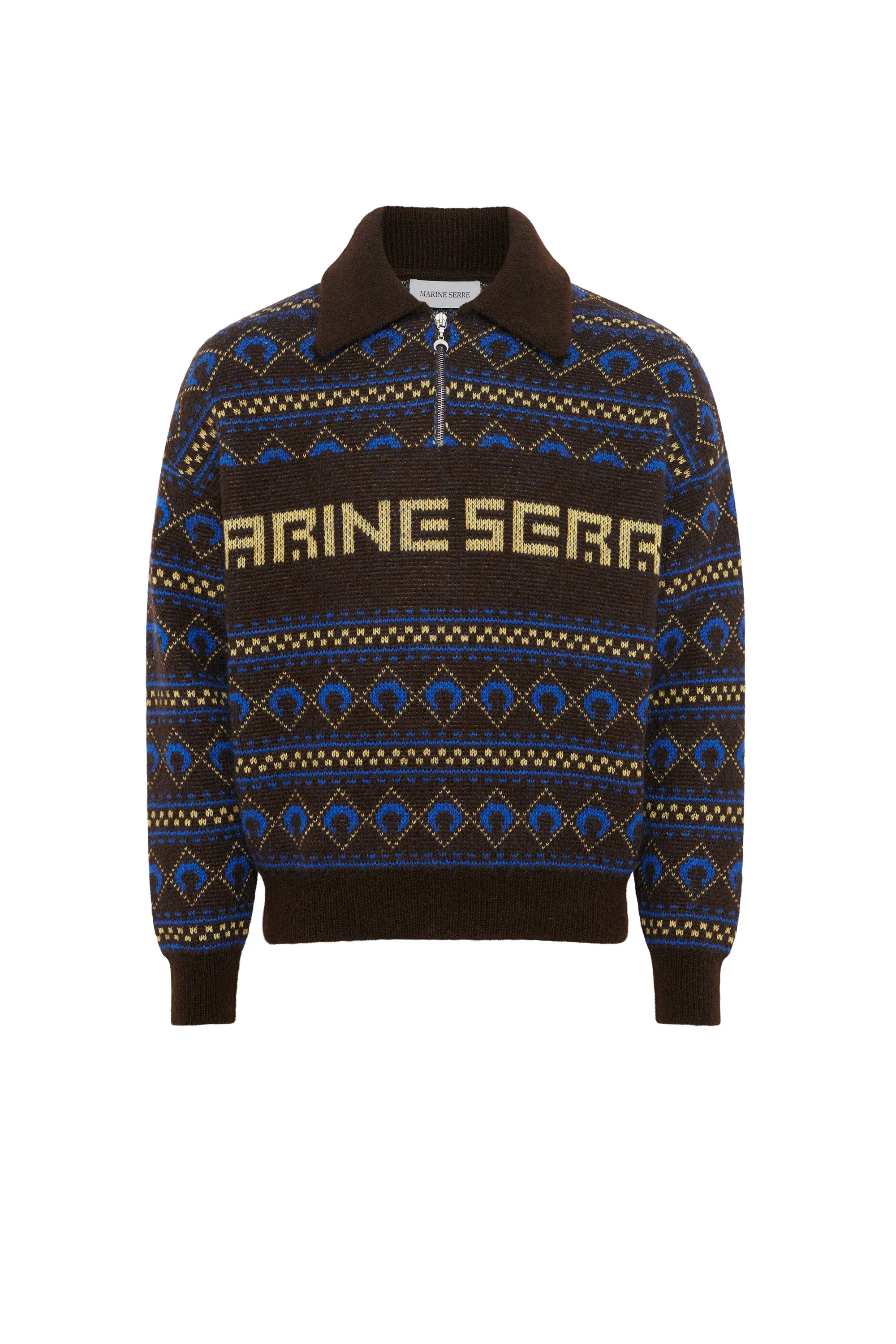 Marine Serre Jacquard Knit Crewneck Sweater - 1