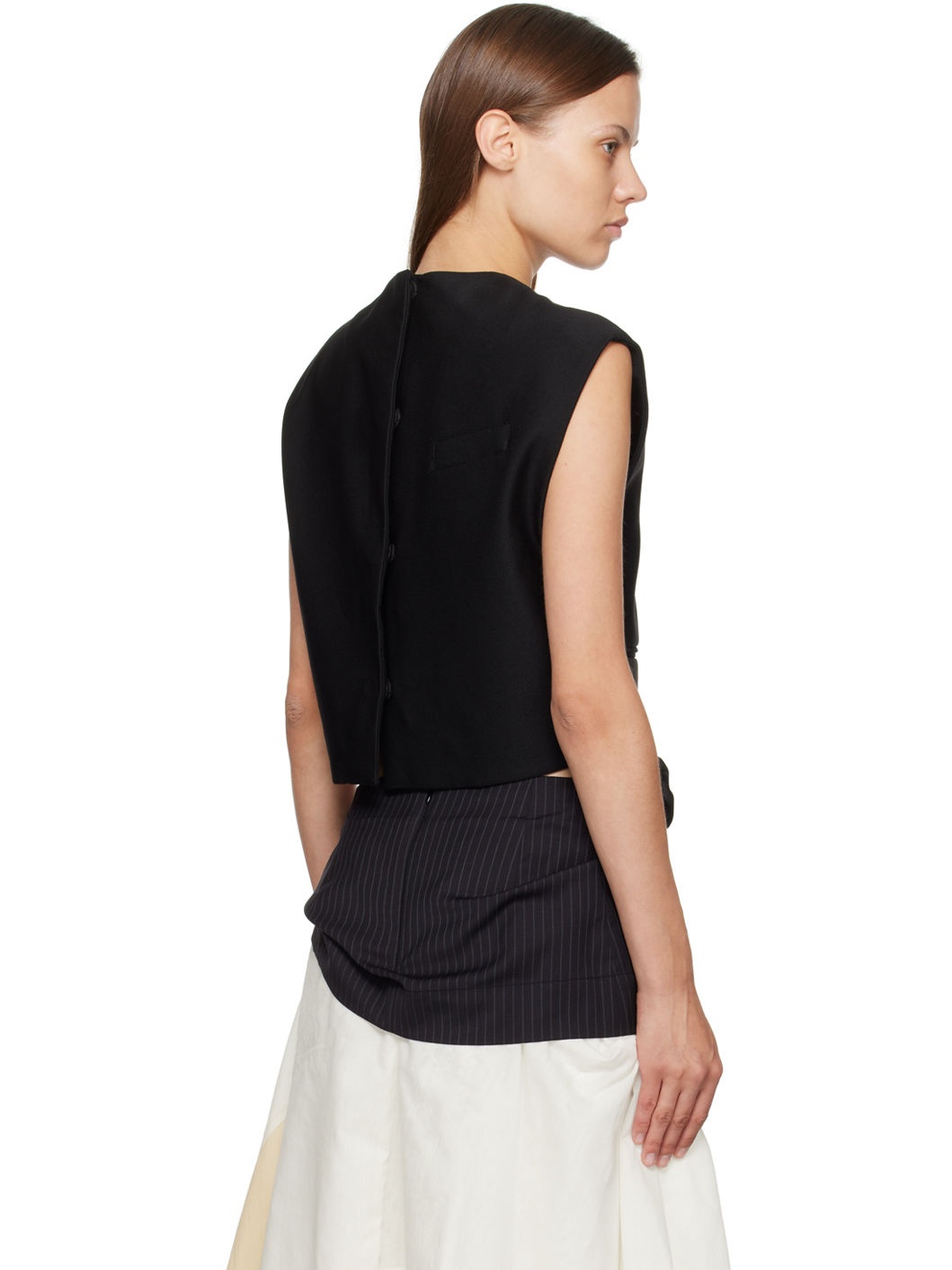 Black Exposed Pocket Vest - 3