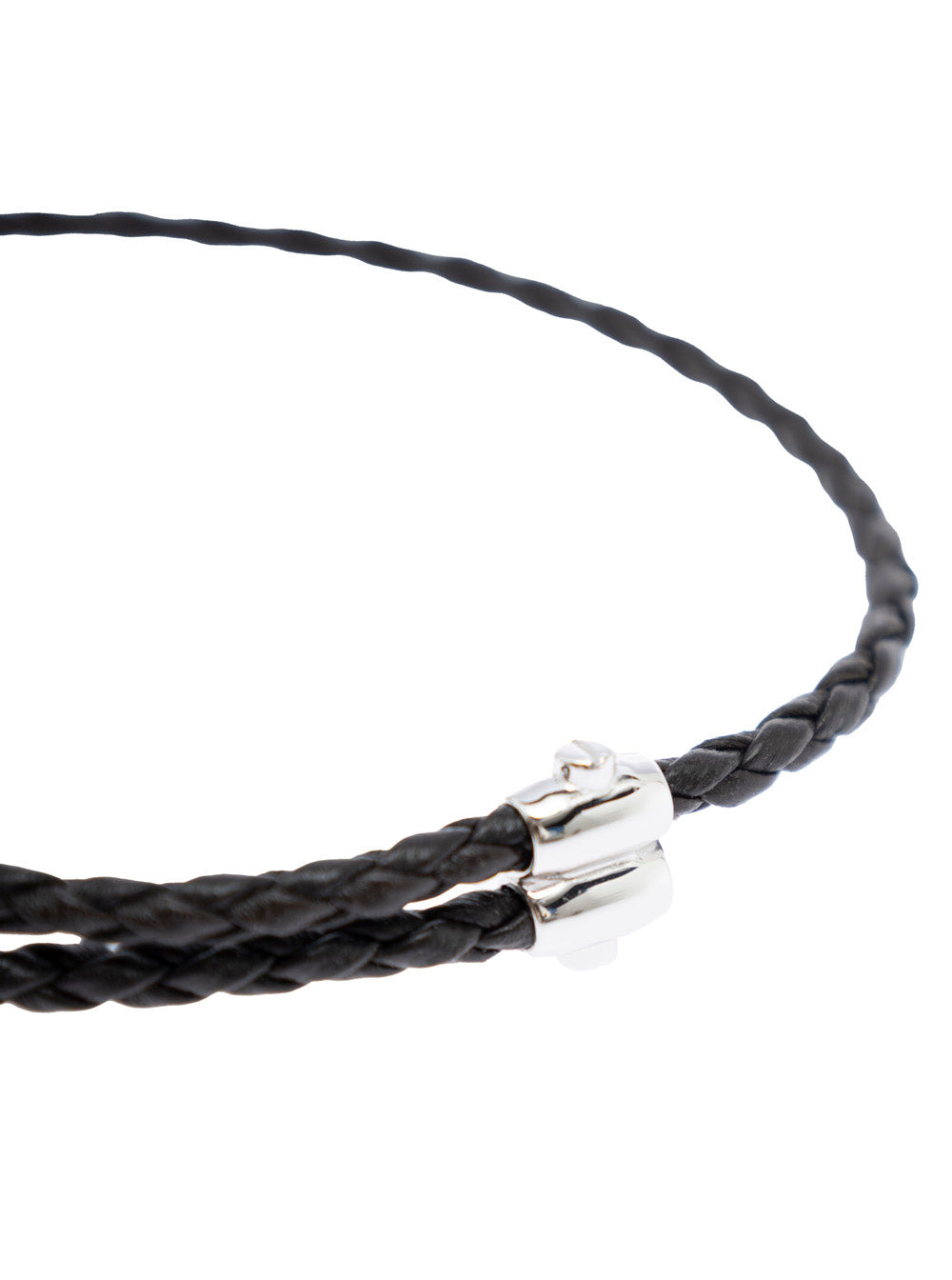 Bottega Veneta Men Metallic Bracelet With Intrecciato Design And Sliding Closure In Leather And Silv - 3