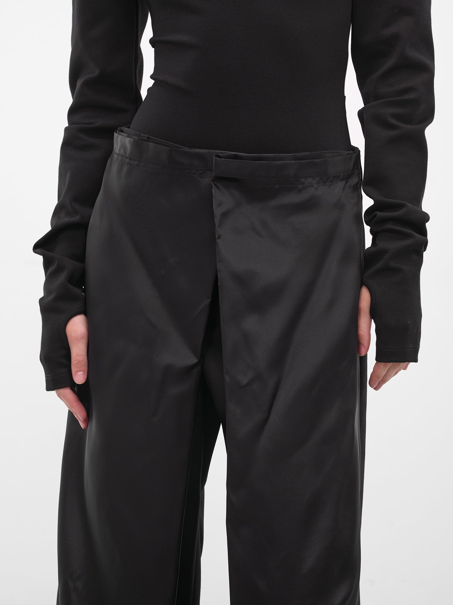 Black Deconstructed Wrap Layering Trousers - 4