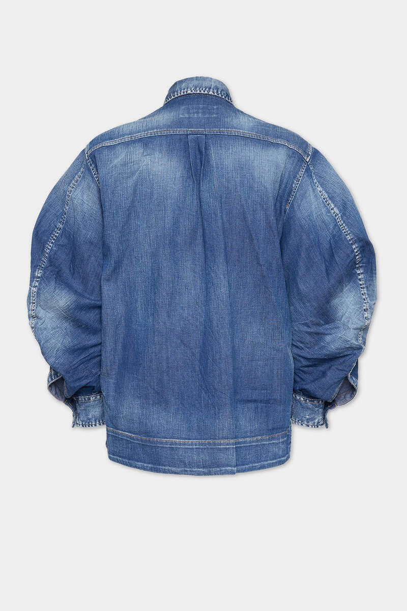 DSQUARED2 DEAN DENIM CROPPED MAXI SHIRT outlook