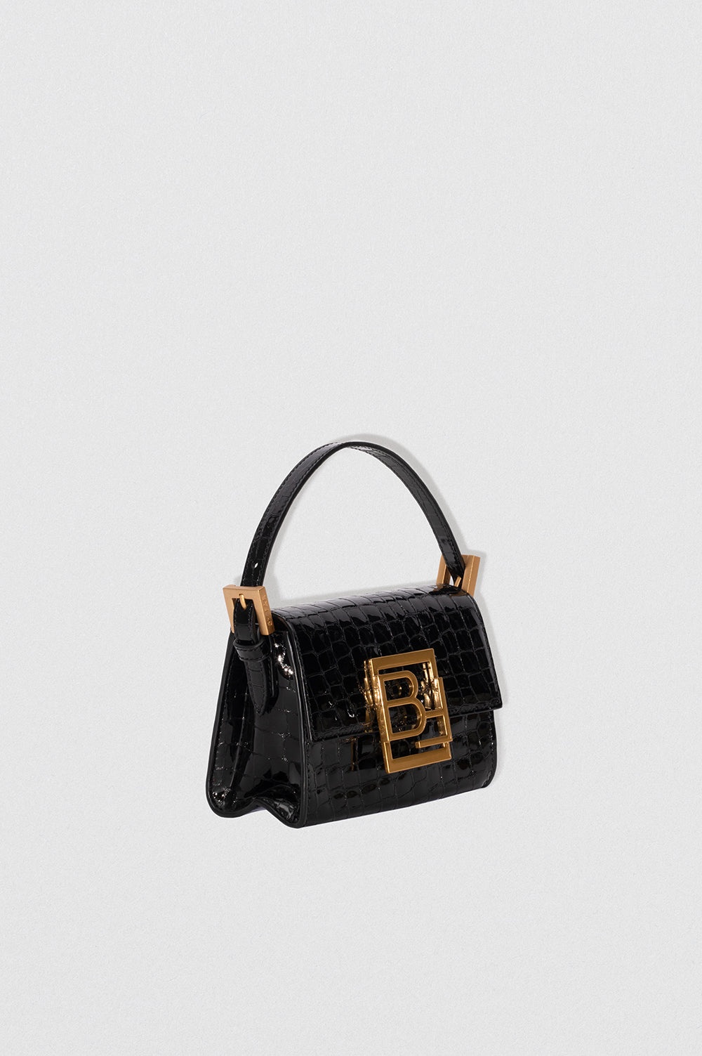 FRAN BLACK GLOSSY CROCO EMBOSSED LEATHER - 2