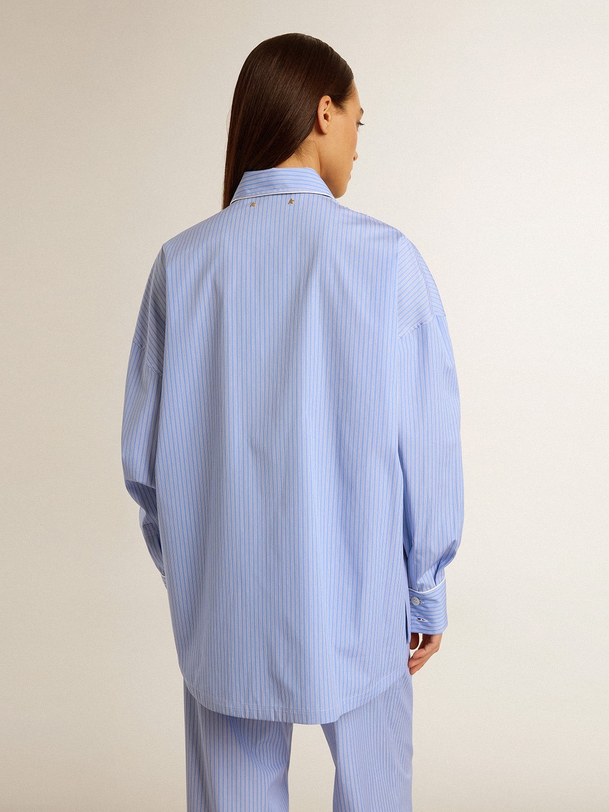 Women's shirt in striped cotton poplin - 4