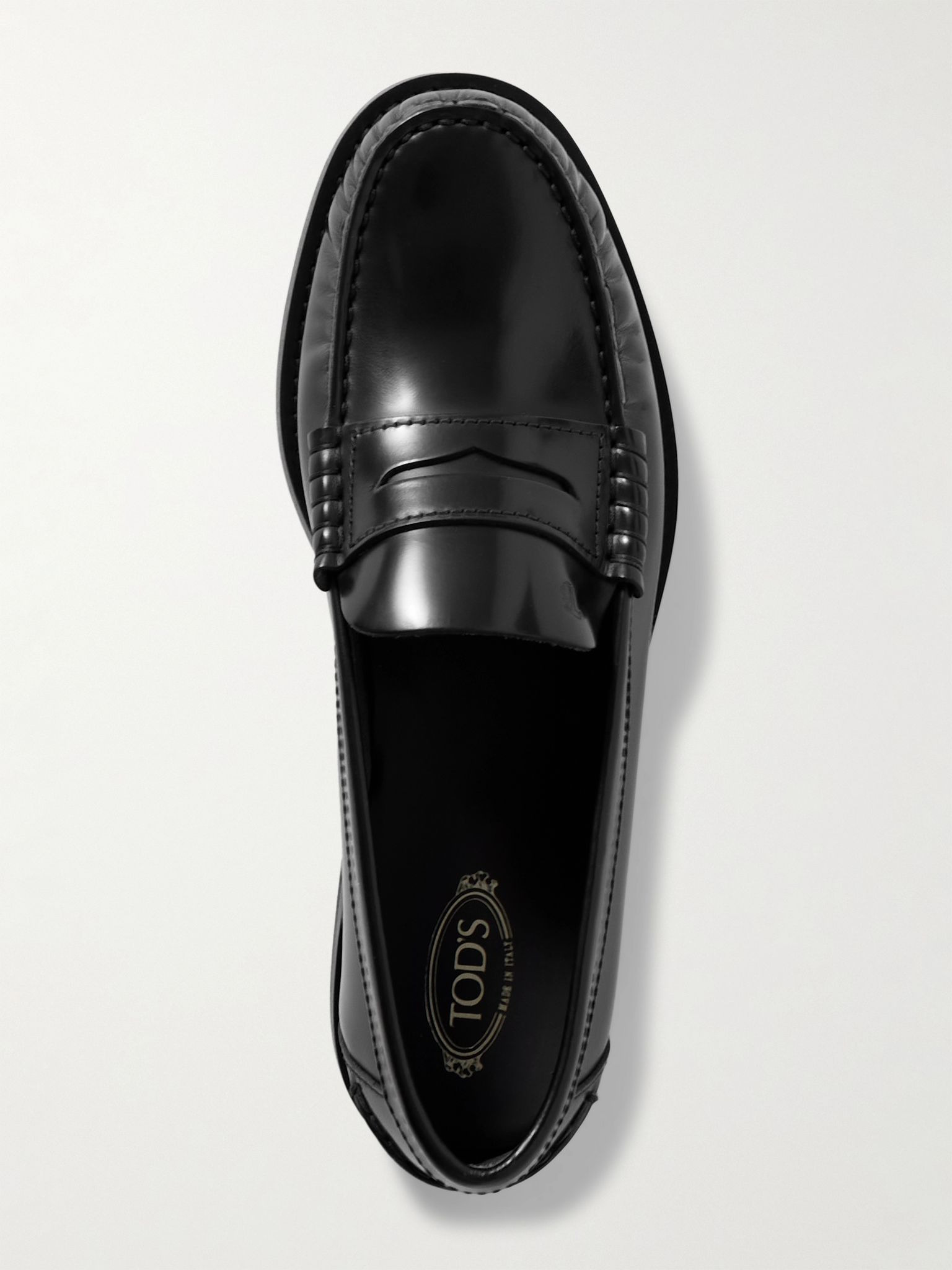 Gathered leather loafers Black - 5