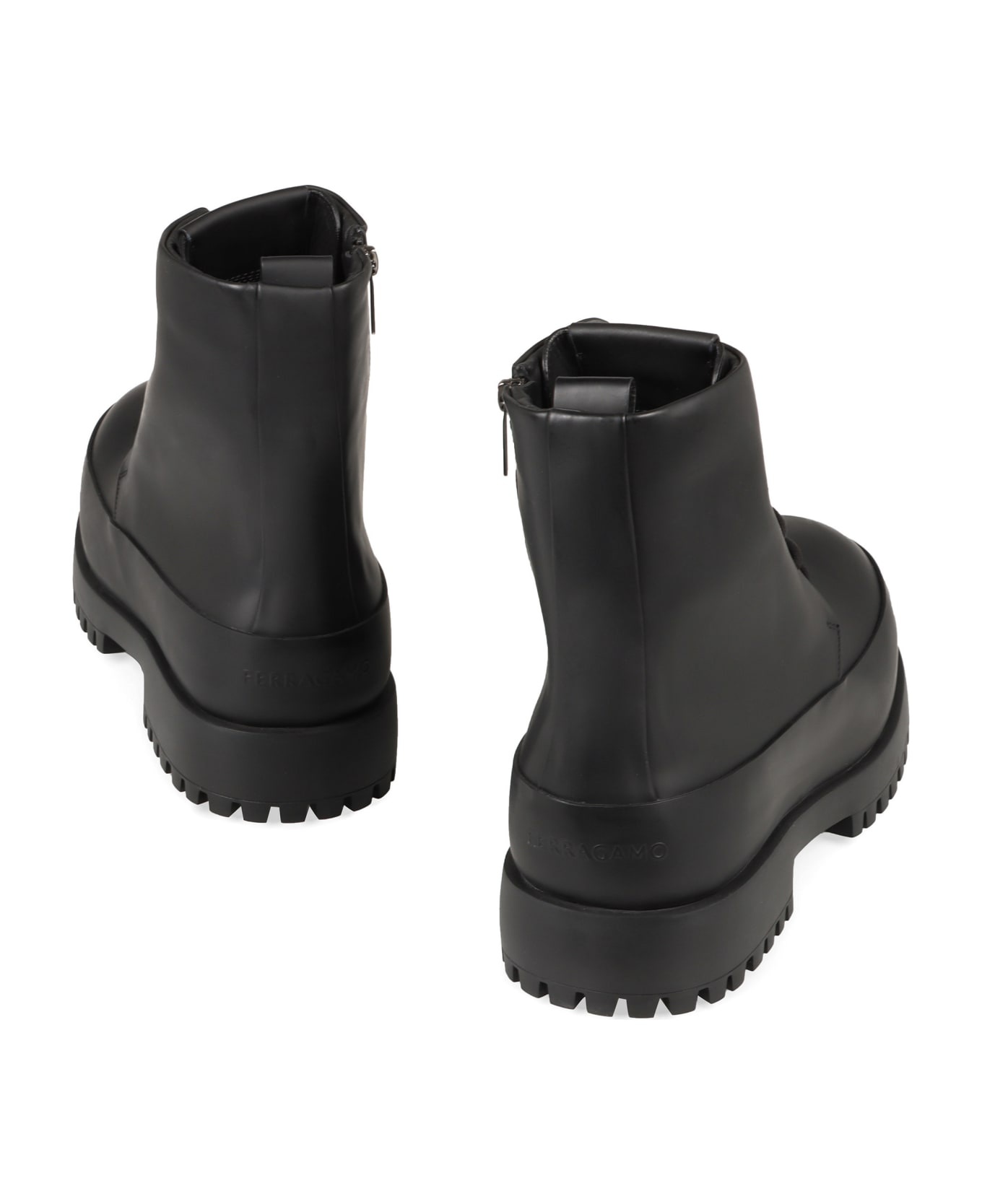 Black Leather Fede Ankle Boots - 4