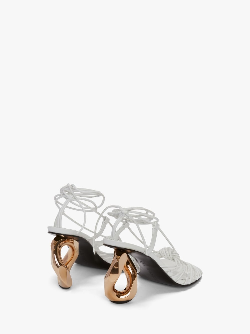 CHAIN HEEL LEATHER SANDALS - 4