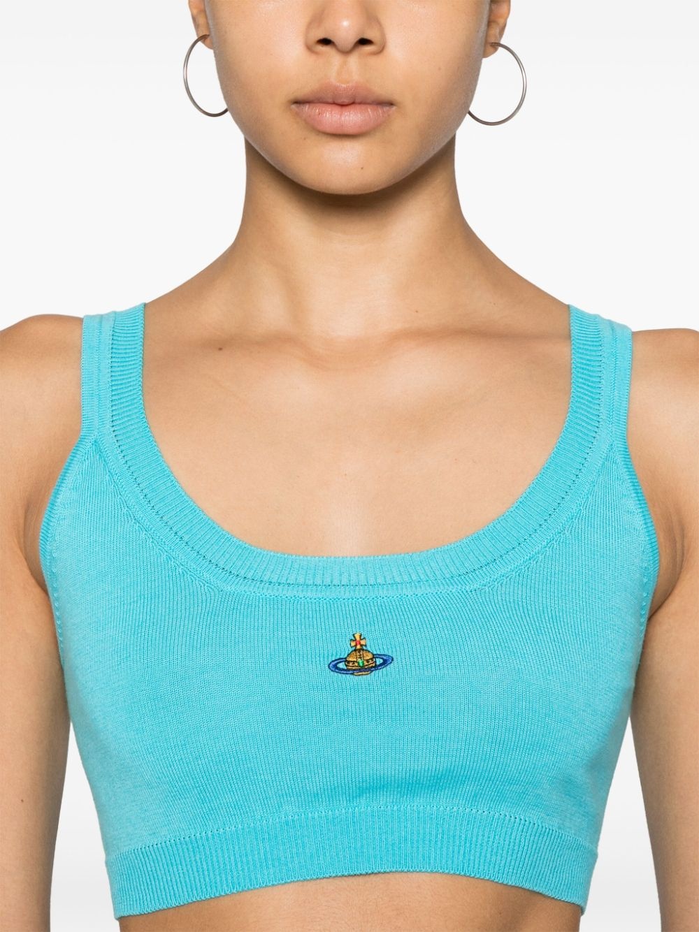 Orb-embroidered fine-knit bra - 5