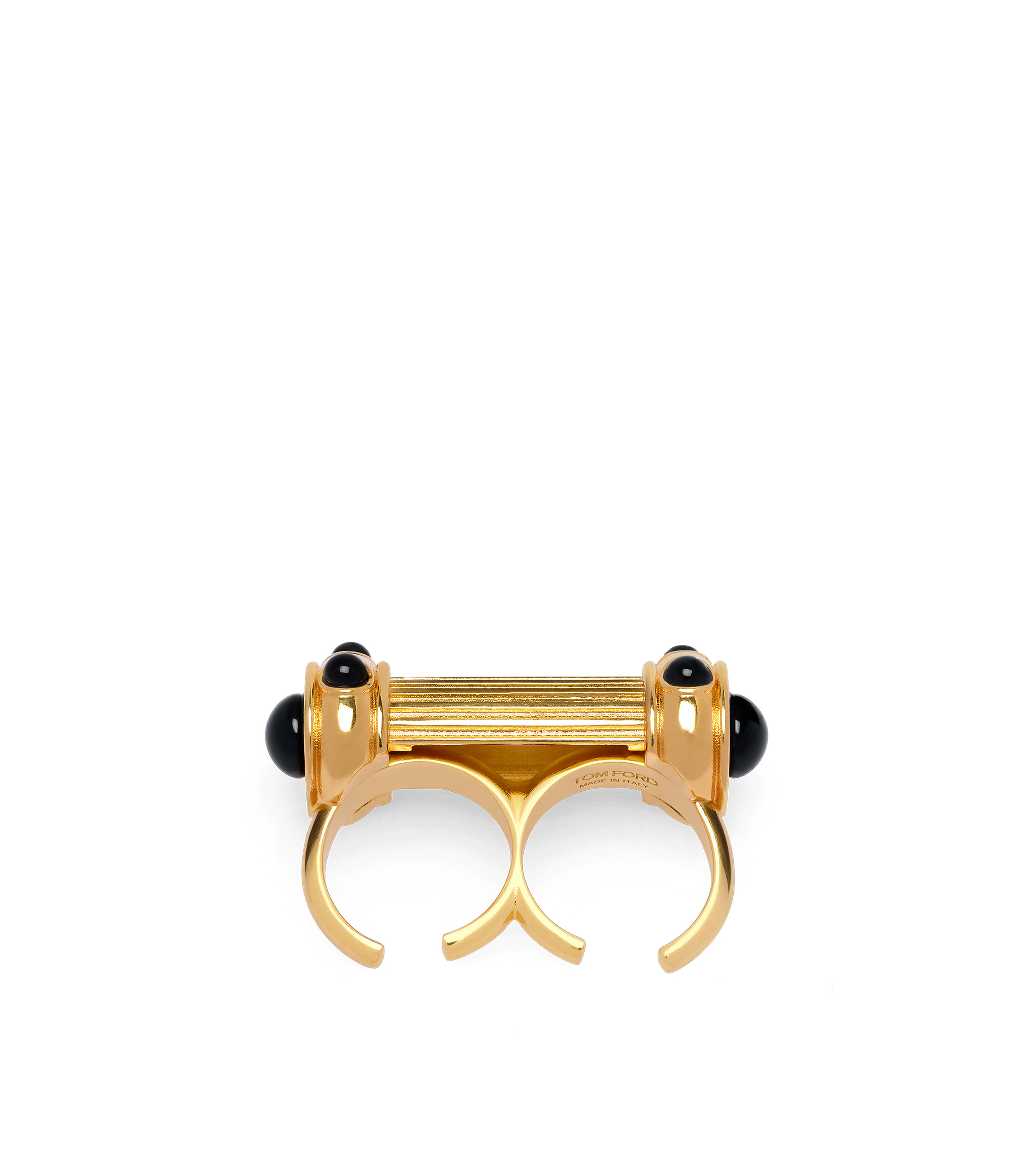 BRASS AND CRYSTAL CABOCHONS RING - 2