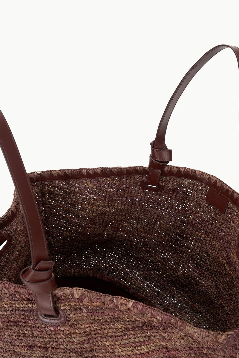 STAUD SQUILLO RAFFIA TOTE MAHOGANY 5