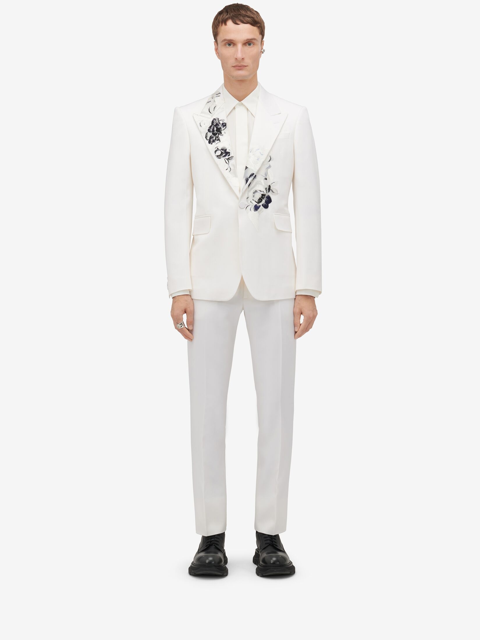 Men's Dutch Flower Single-breasted Jacket in Soft White - 2