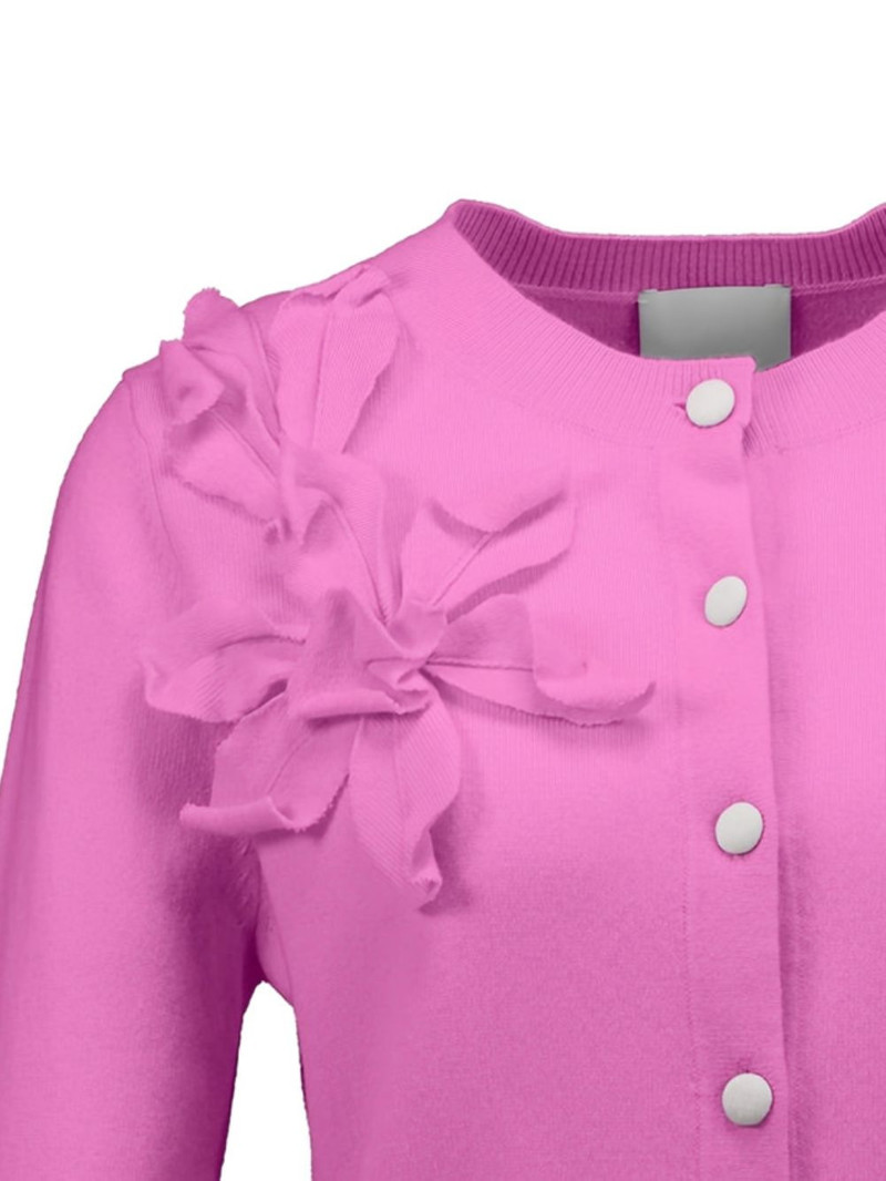 Allude floral-appliqué button cardigan outlook